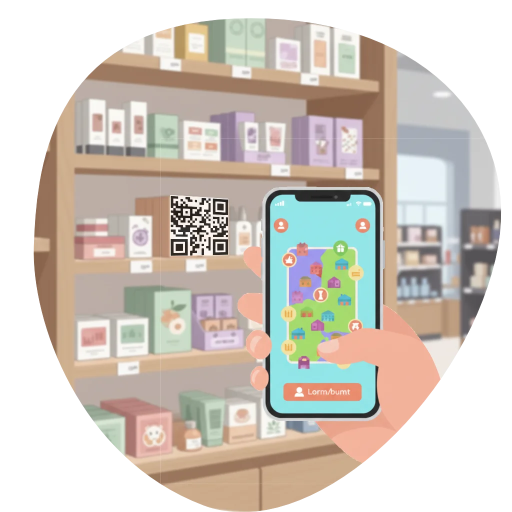 Vásárló QR-kódot szkenneli a boltban